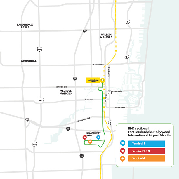 Brightline+ Fort Lauderdale Fixed Shuttle map